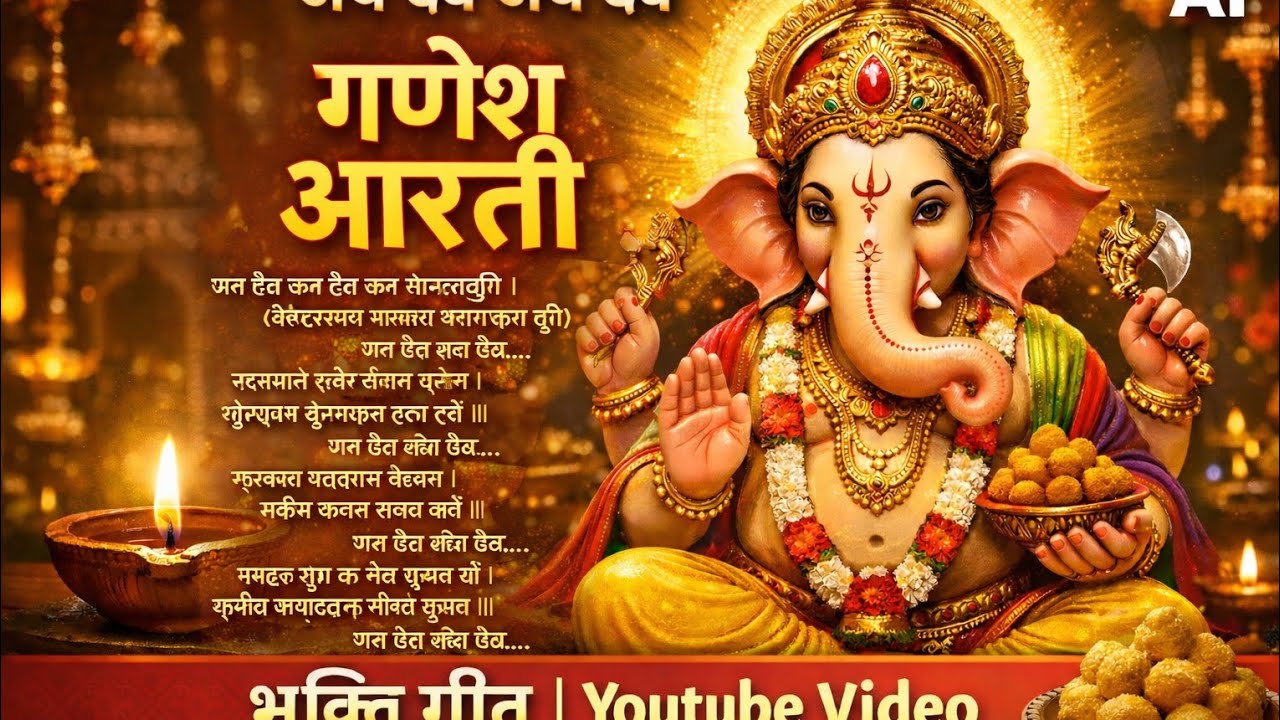 जय देव जय देव - श्री गणेश आरती | Jai Dev Jai Dev - Ganesh Aarti (AI Enhanced Lyrics)