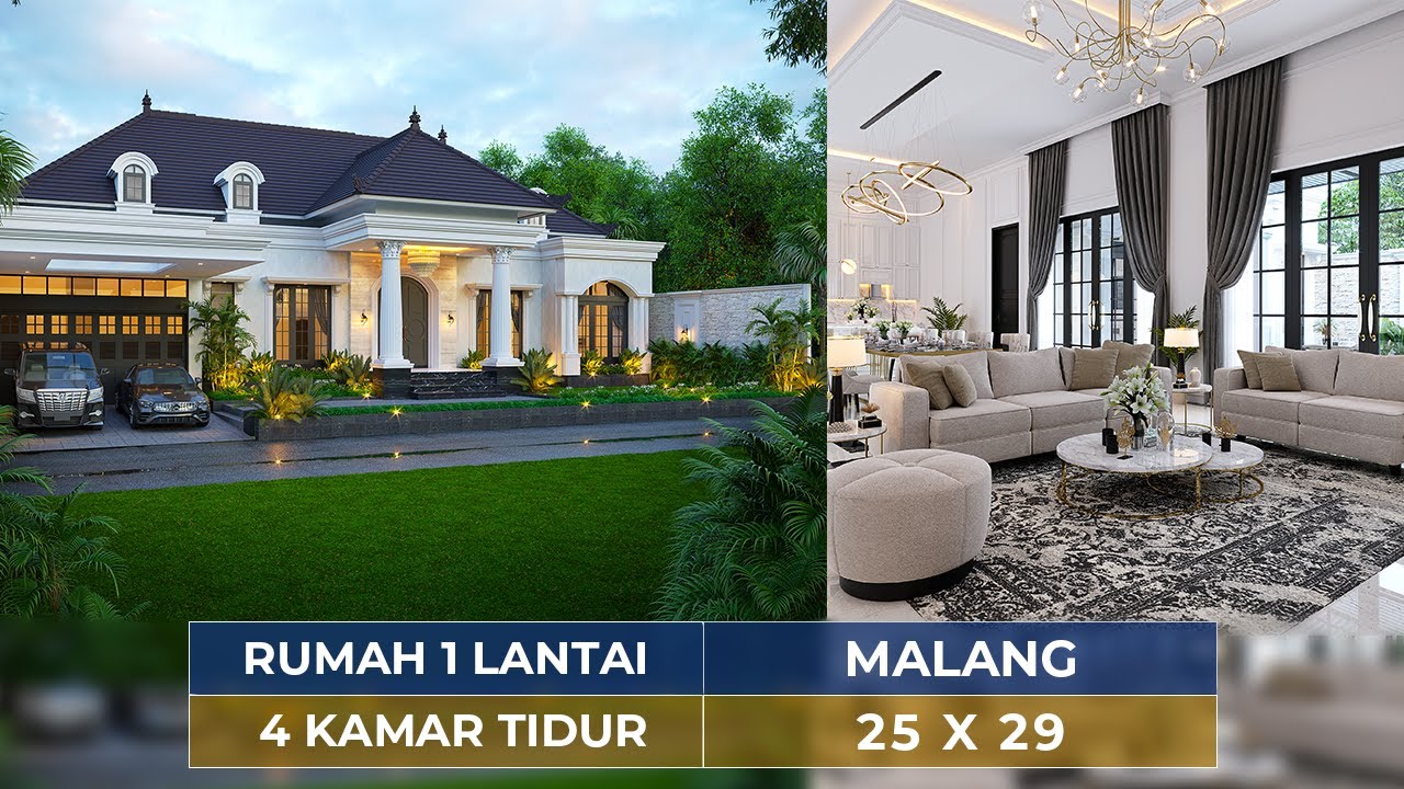 DESAIN RUMAH MEWAH STYLE KLASIK DENGAN TAMAN BELAKANG YANG MENAWAN DI MALANG!! - JASA DESAIN RUMAH