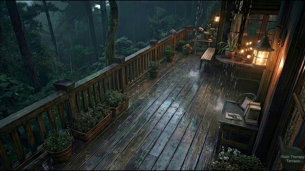 Cozy Rainy Night Ambience 🌲 | Relaxing Rain on Leaves for Stress Relief & Anxiety