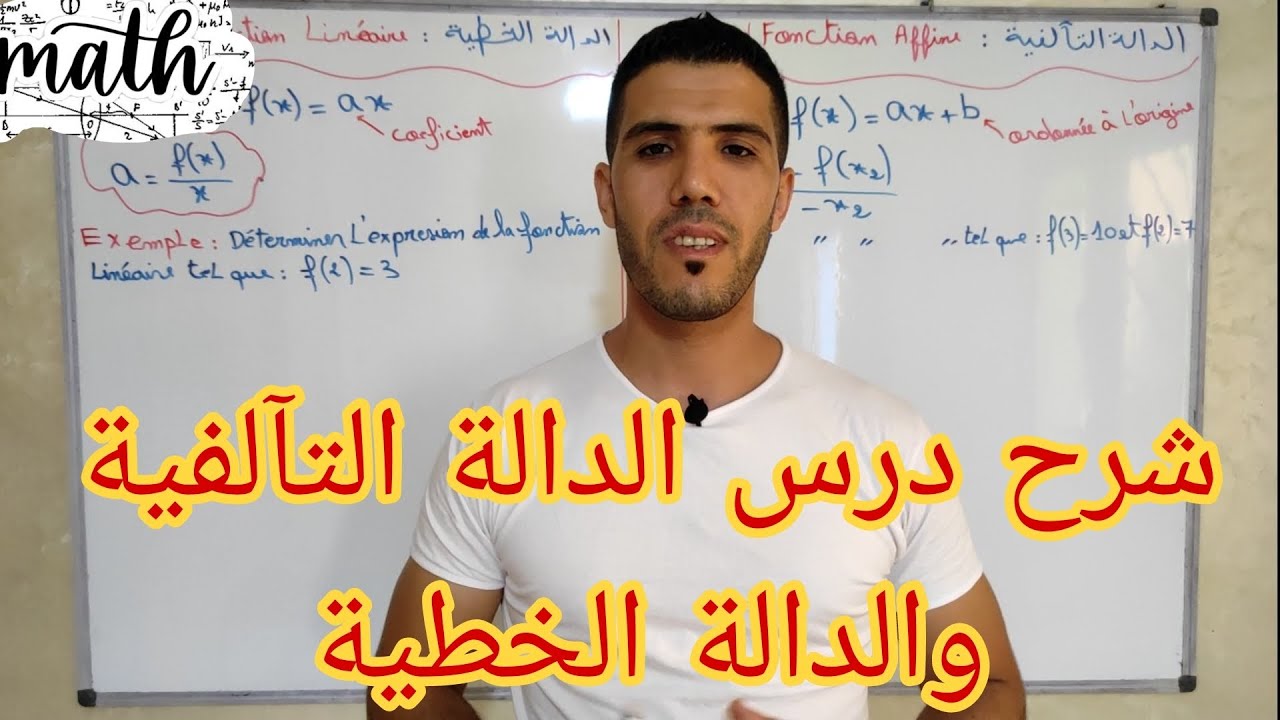 شرح درس الدالة الخطية والدالة التآلفية الثالثة اعدادي بالفرنسية والعربية Fonction linéaire et affine