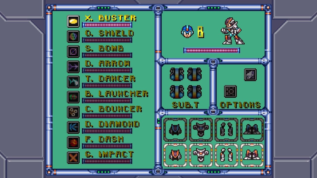 MegaMan X8 Demake - All Bosses Weapons (ALL SKILLS)