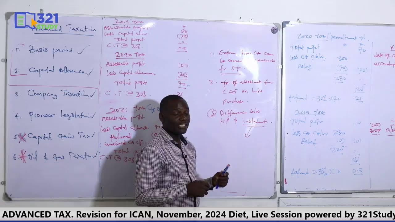 ADVANCED TAX. Revision for ICAN, November, 2024 Diet, Live Session powered by 321Study