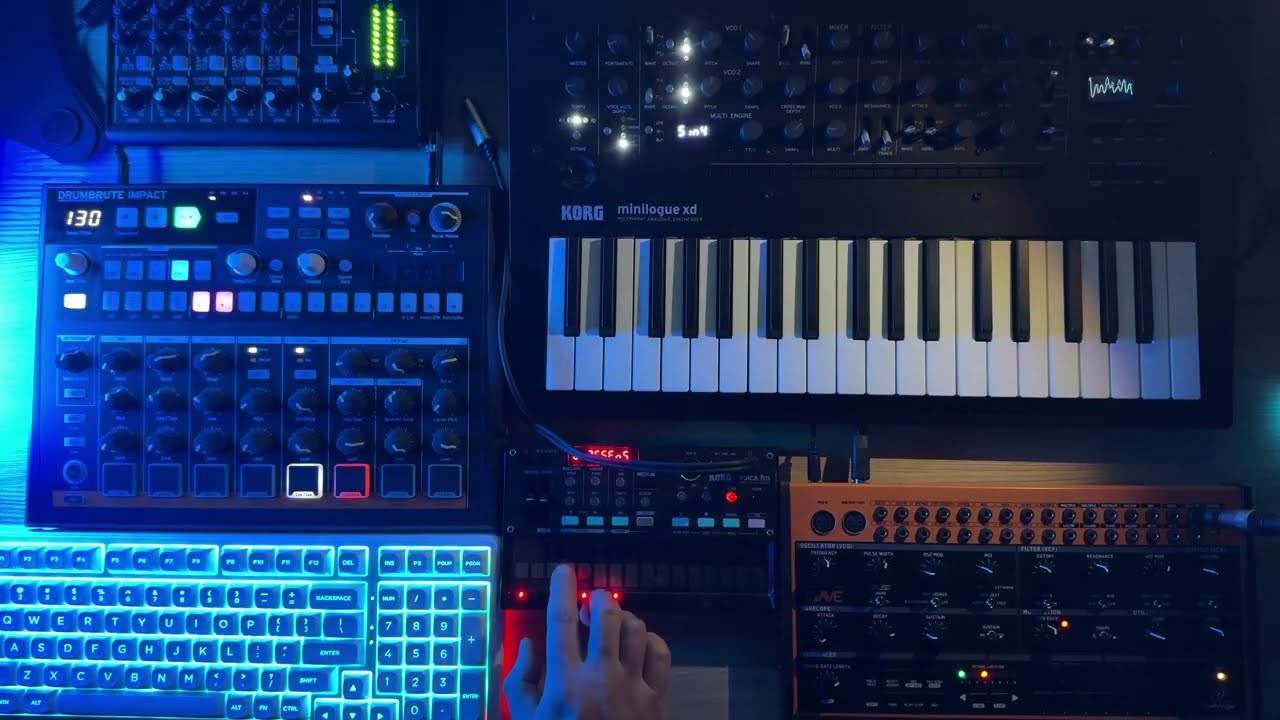 Ambient Berlin School Jam | Behringer Crave, Korg Minilogue XD, Volca FM, Arturia Drumbrute Impact