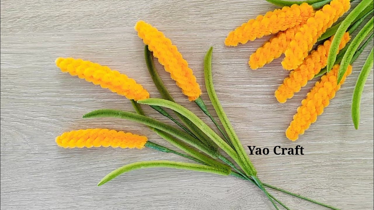 🌾Pipe Cleaner Wheat Tutorial step by step | Pipe Cleaner Flower Bouquet  