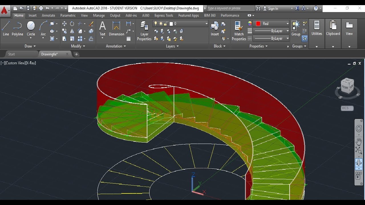 AutoCAD tutorial: How to Create 3D Circular Stair in AutoCAD 2016