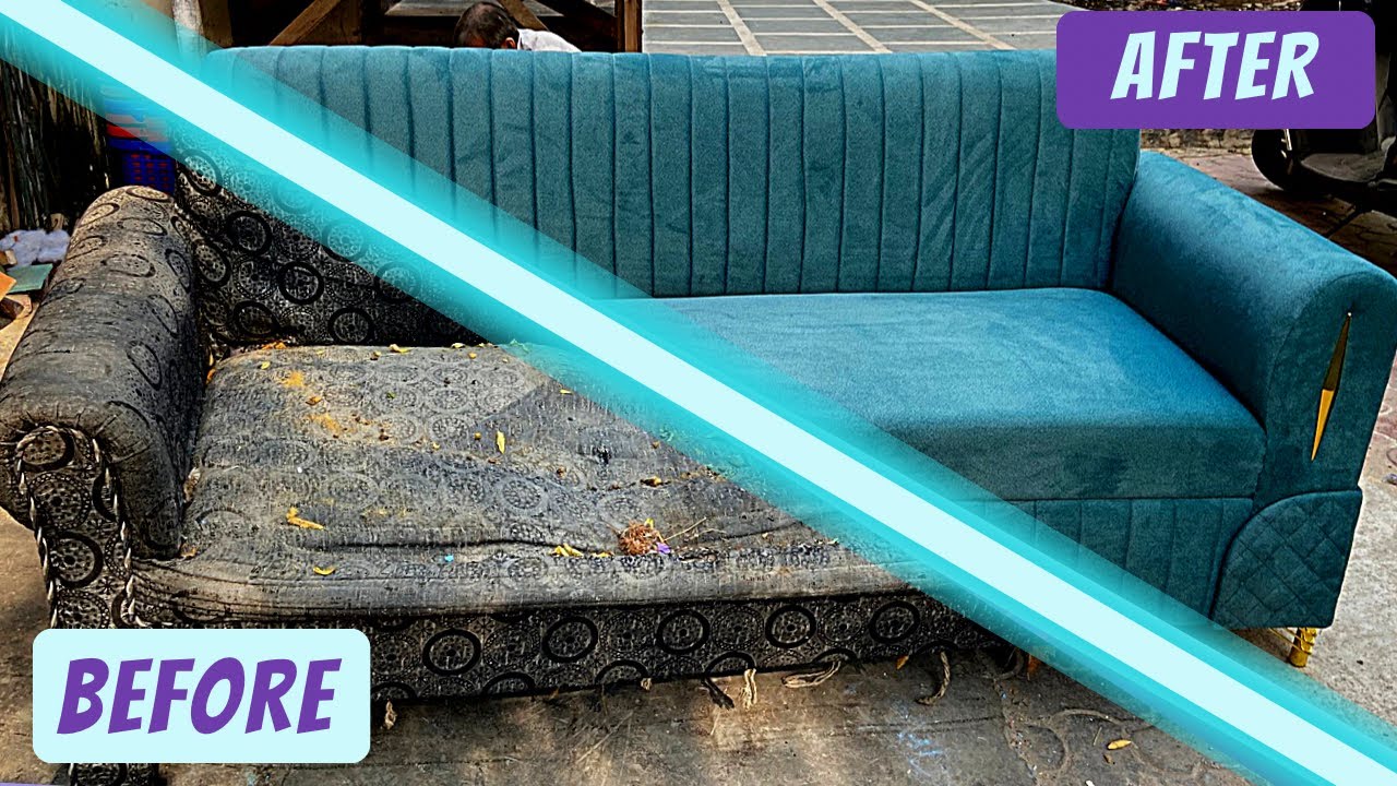 old to new sofa repair in home || पुराने से नया: सोफा ट्रांसफॉर्मेशन का जादू #viral #sofarepair 
