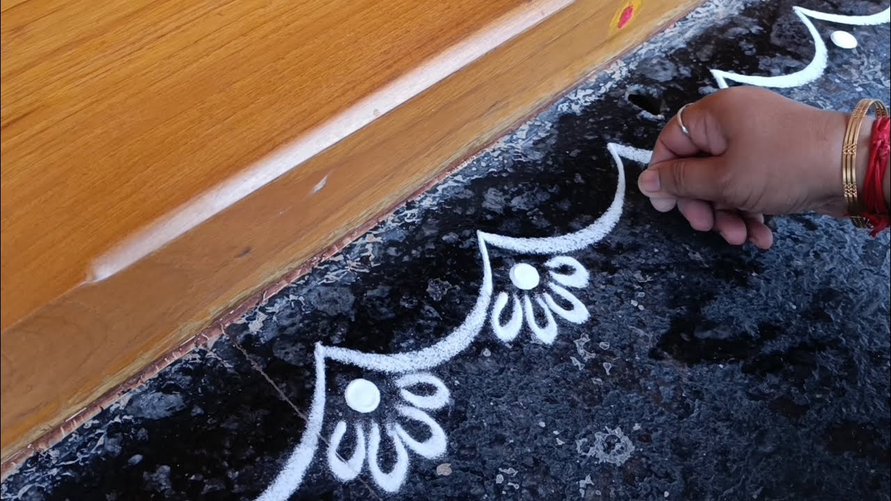 Easy border rangoli designs | Border muggulu | Friday rangoli | Sikku kolam | Simple rangoli