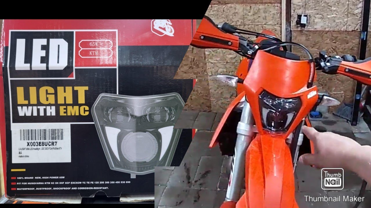 2022 ktm  enduro  dirtbike. LOYO 65 Watt LED headlight install