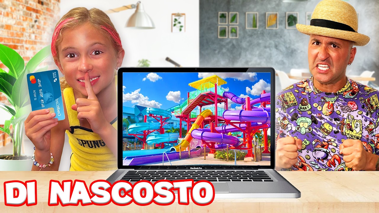 GIORGIA COMPRA UNO SCIVOLO ACQUATICO GIGANTE DI NASCOSTO CON LA CARTA DI CREDITO DI PAPÀ SALVO!