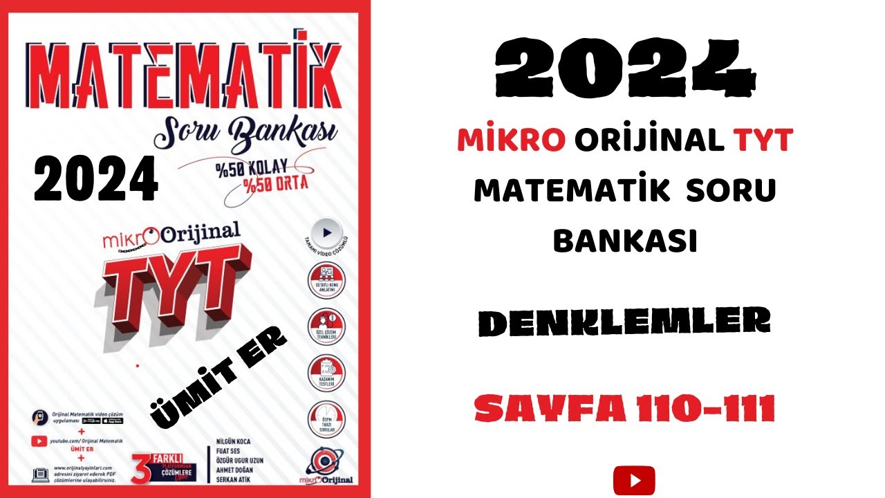 MİKRO TYT SORU BANKASI  |DENKLEMLER|  Syf 110-111 | @umiter55  #yks2024 #kamp