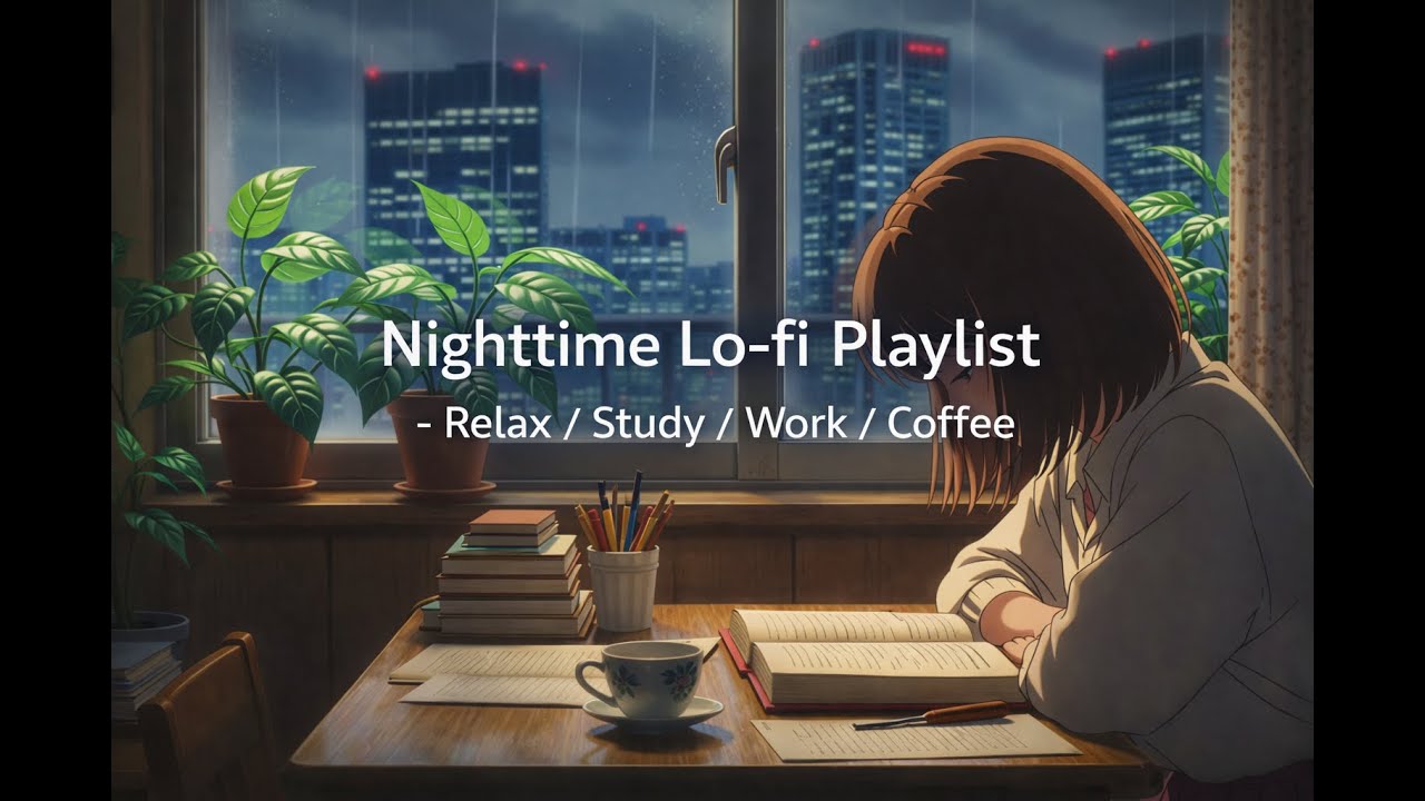 Nighttime Lo-fi Playlist - Relax / Study / Work / Coffee