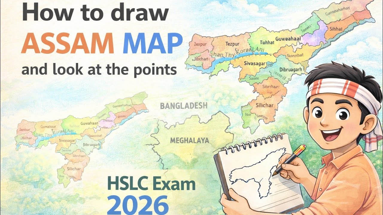 How to draw assam map for HSLC 2026/ অসমৰ মেপত কেনেকৈ ঠাই সমূহ বহুৱাব লাগিব।