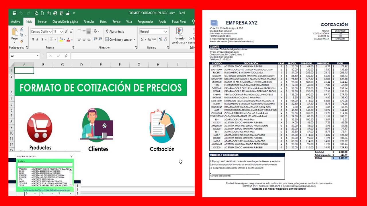 Formato de Cotización en Excel para Descargar Gratis - Formato de Cotización Automatizado - Excel.