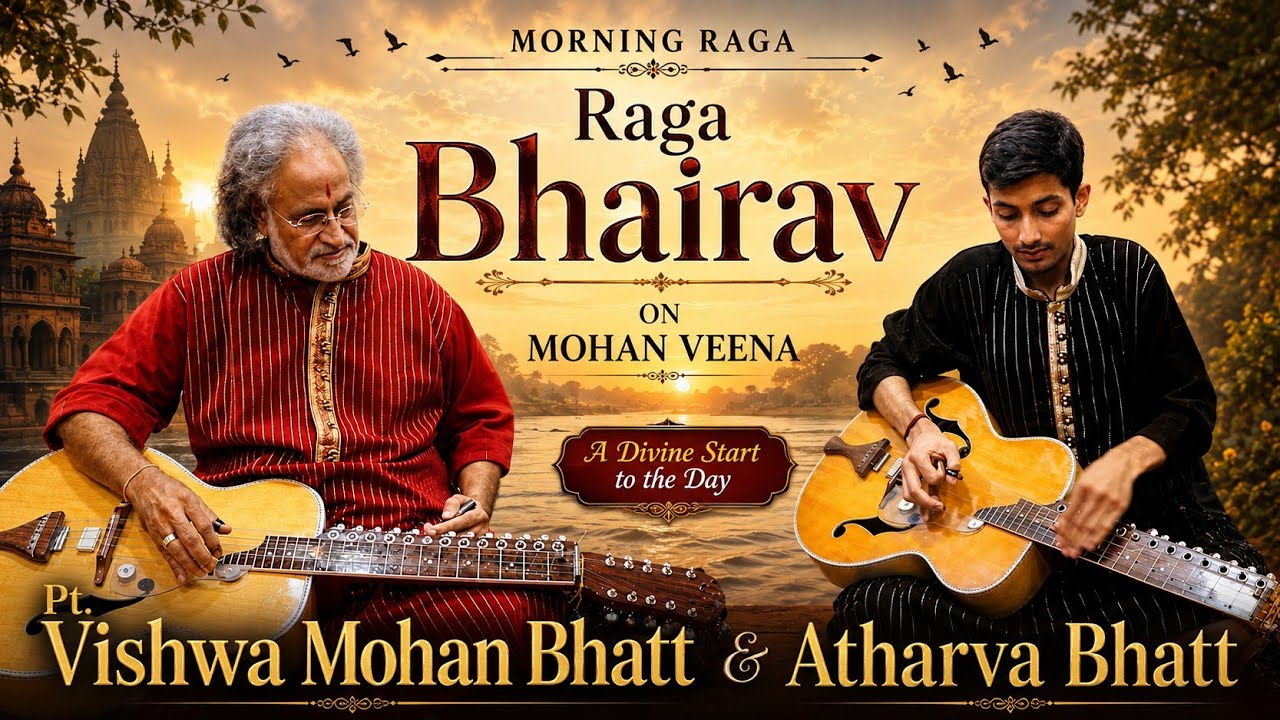 'Rag Bhairav' Drut Gat on Mohan Veena by Pt.Vishwa Mohan Bhatt and Atharva Bhatt
