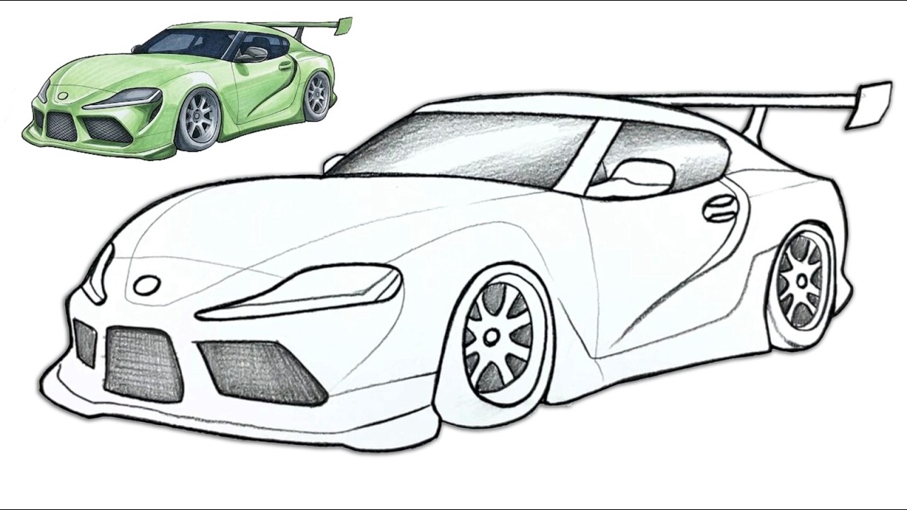 Easy Toyota GR Supra Pencil Drawing | Step by Step Tutorial