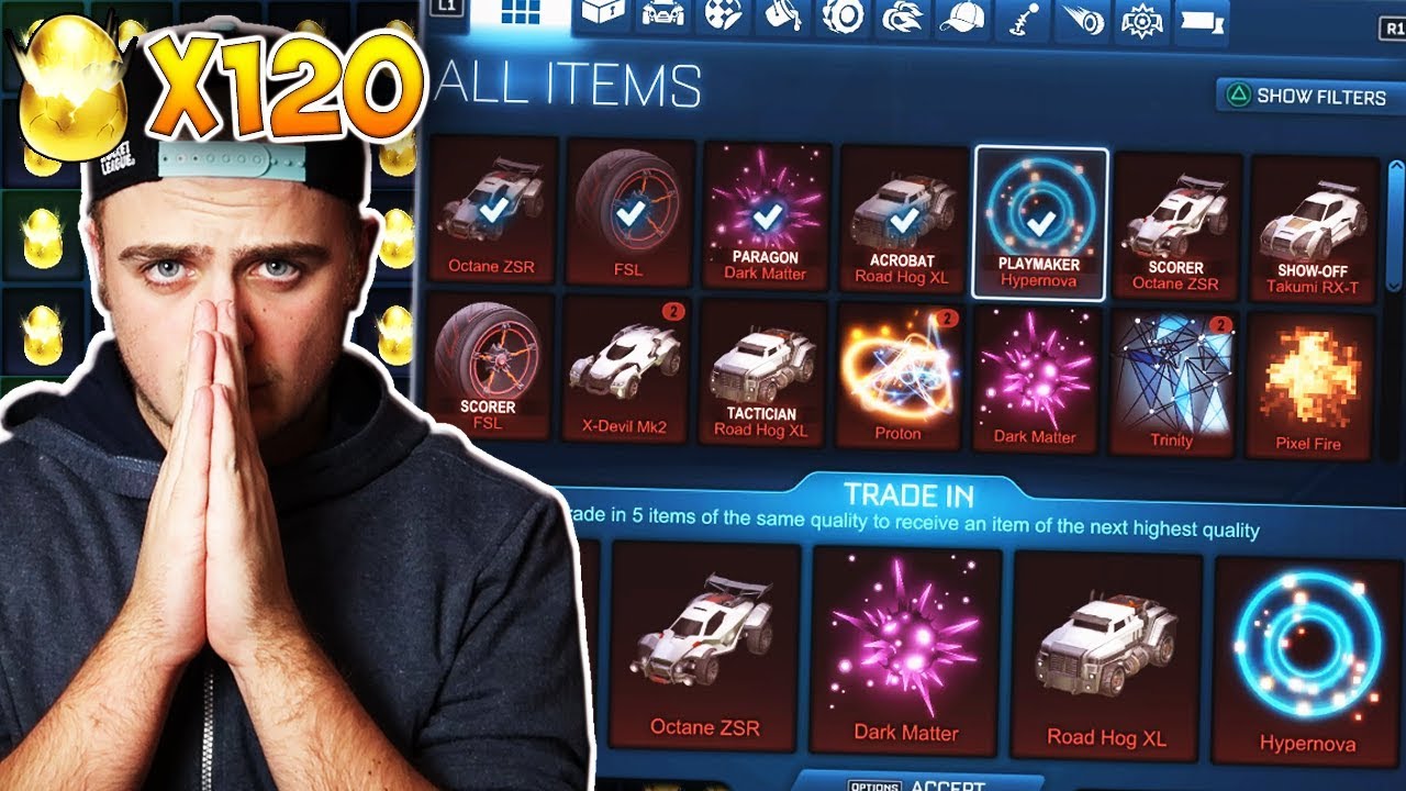 Trading Up ALL Of My GOLDEN EGG Items! | Rocket League Golden Egg Item Trade Ups