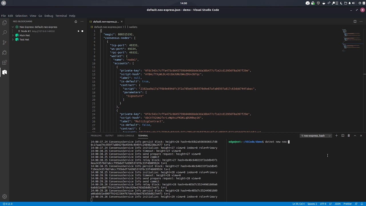 Neo Blockchain Toolkit for VS Code v1.0 walkthrough