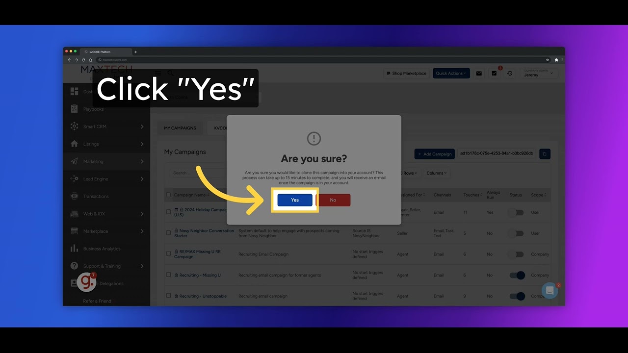 How to add the Holiday Marketing Smart Campaign to KVCore