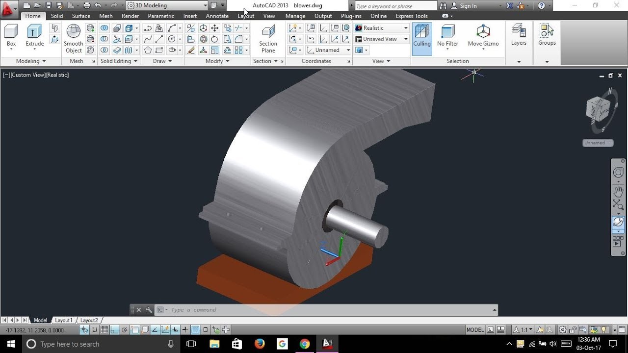 blower make in autocad by autocad cmd