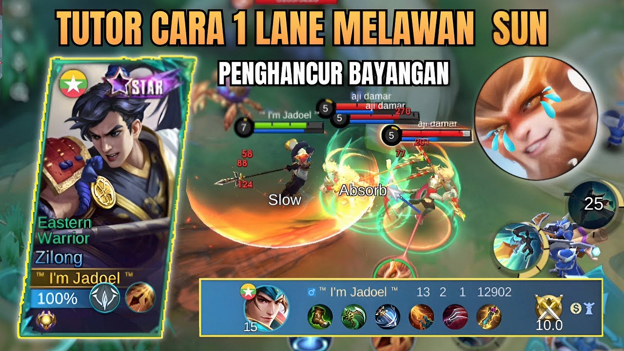 TUTORIAL CARA 1 LANE LAWAN SUN DILANE EXP, CUMA DISINI BAYANGAN SUN TIDAK BERGUNA | MLBB