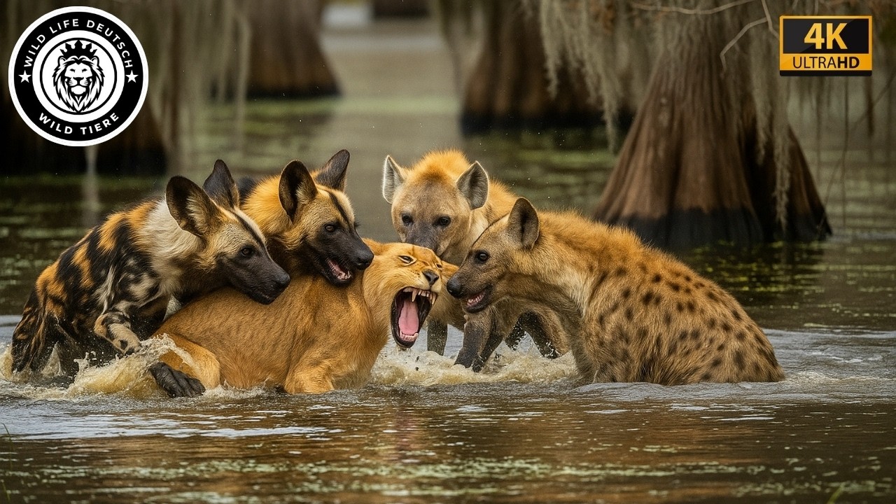 T&ouml;dlicher Kampf: Hy&auml;nen und Wildhunde in einer blutigen Jagd #Tierwelt | Wildtiere