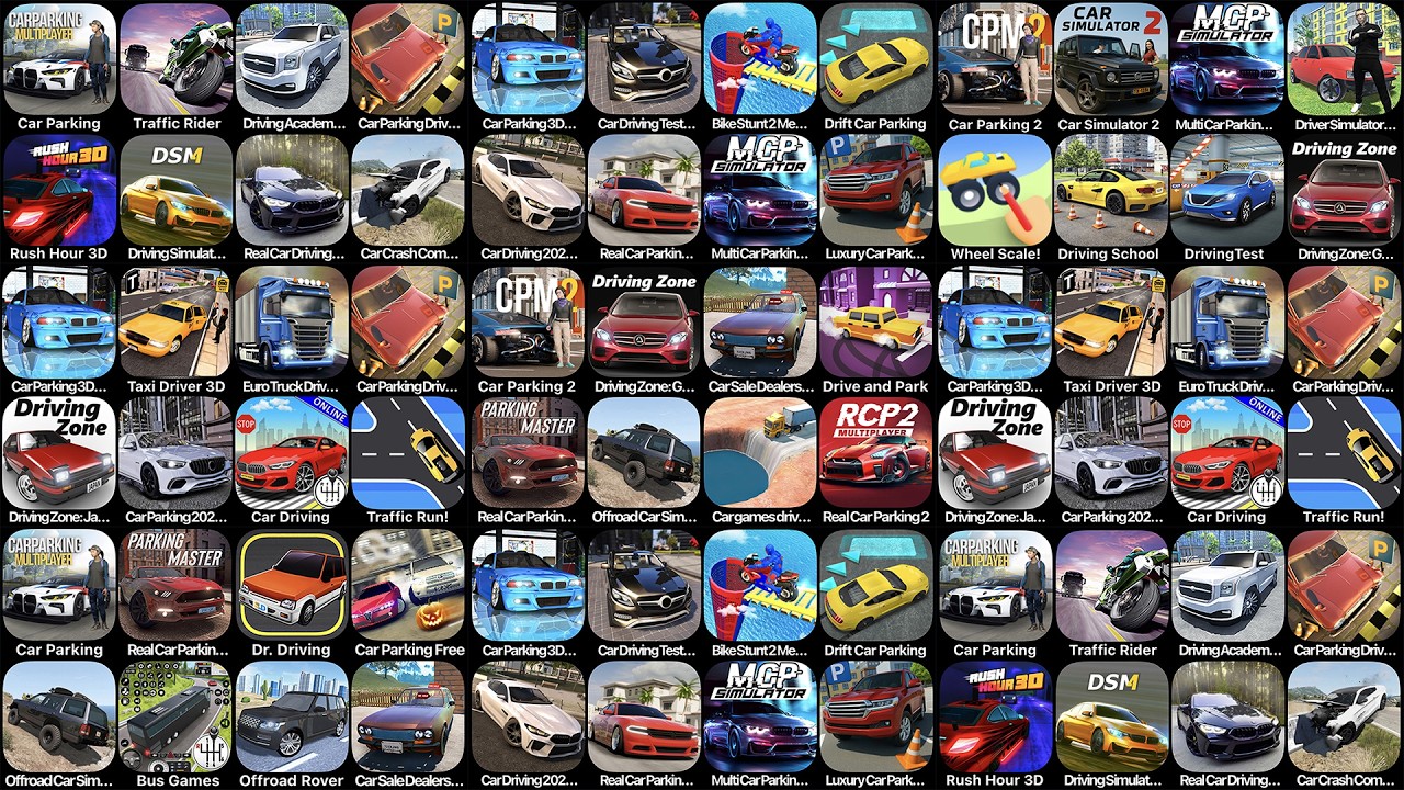 Car Parking Multplayer, Car Parking 2, Car Parking 3D, Car Driving Test, Taxi Driver 3D, Dr Driving