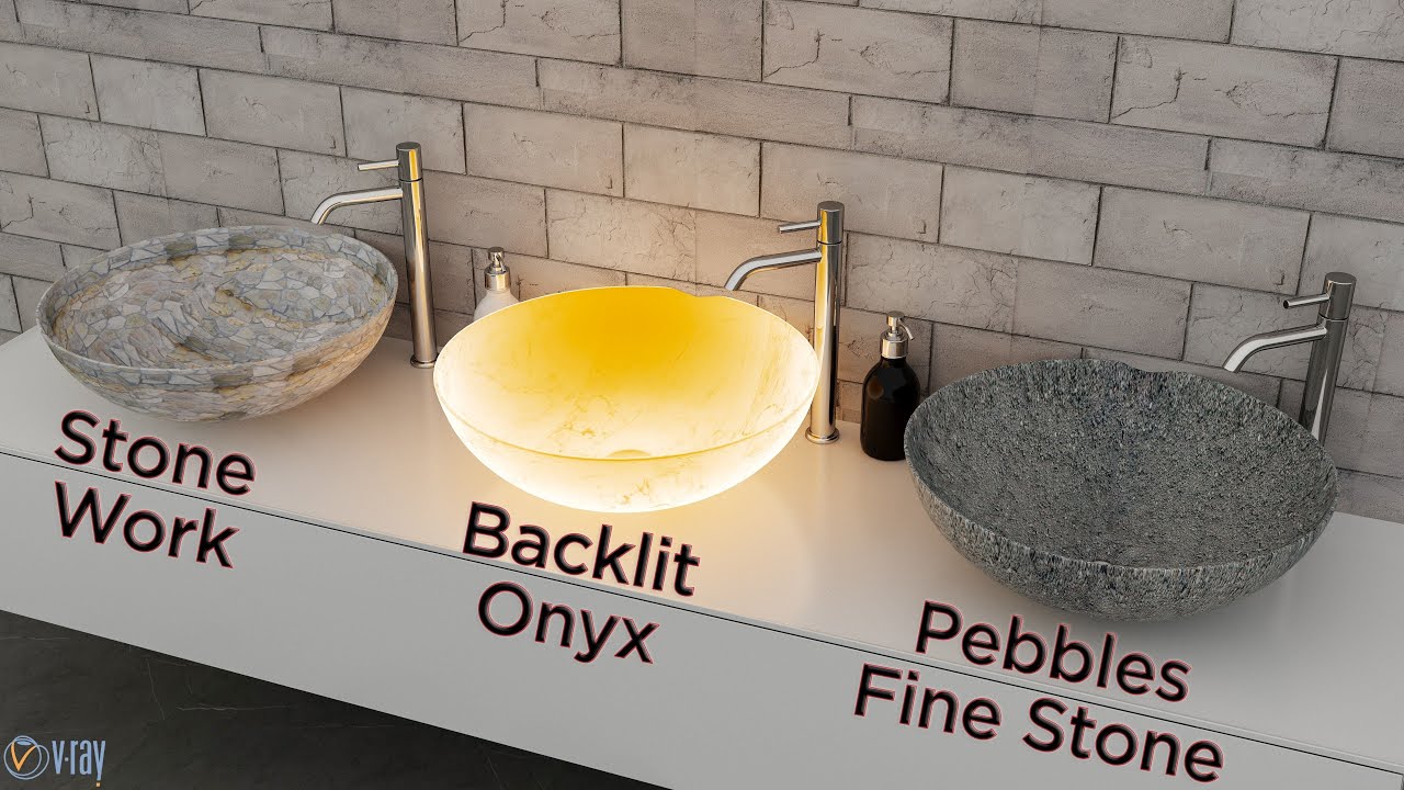 3D Max Vray Stone Work, Backlit Onyx & Pebbles Fine Stone Material