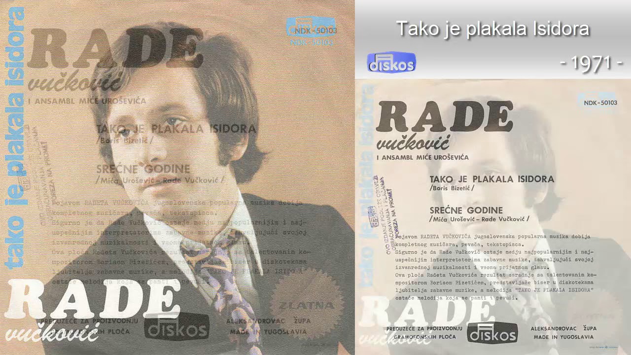Rade Vuckovic - Tako je plakala Isidora - (Audio 1971)