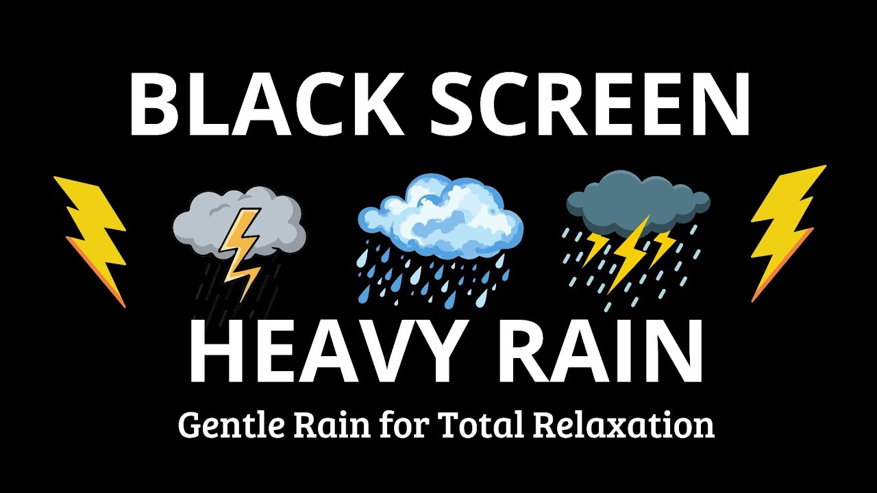 Heavy Rain & Rolling Thunder Sounds for Sleep | BLACK SCREEN Storm Ambience