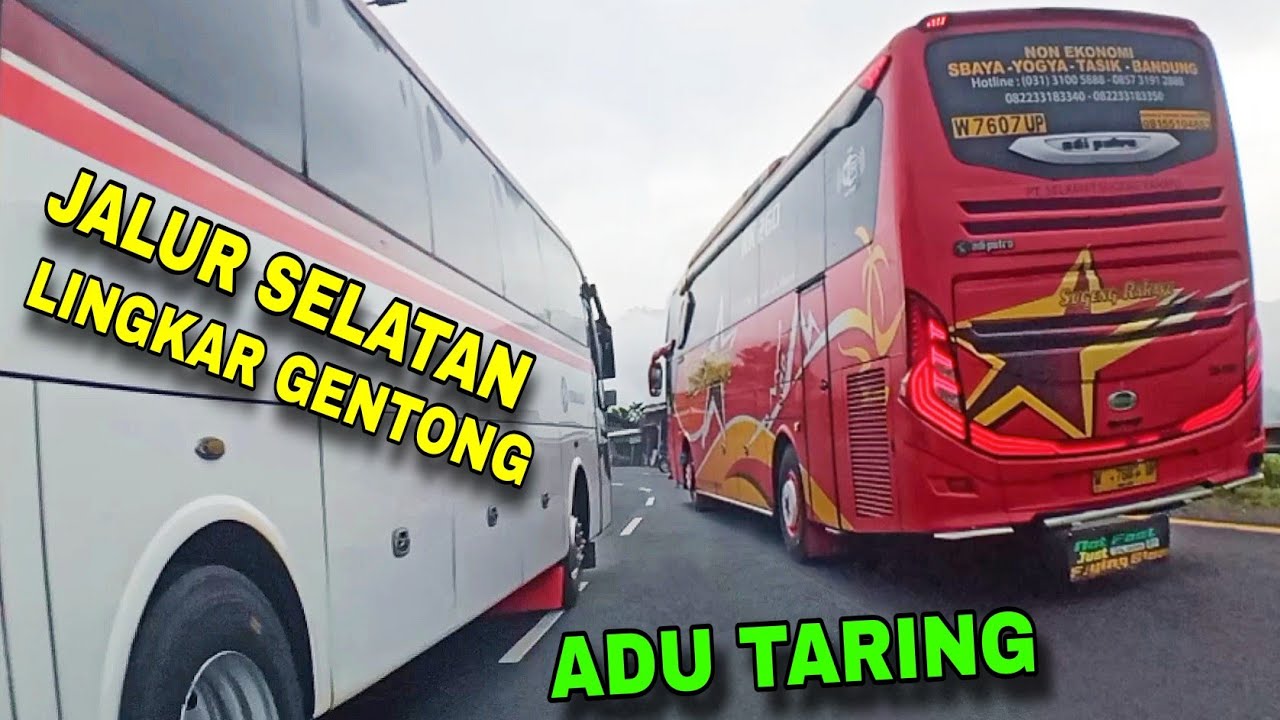 DUARRR SENAPAN PAGI !! Melesat bus sugeng rahayu mengejar primajasa