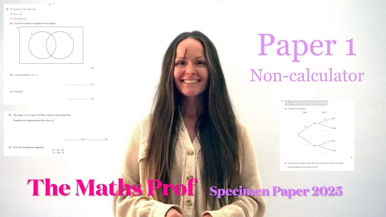 The Maths Prof: NEW Cambridge IGCSE Maths Non-Calculator Specimen Paper 1 (Core) 2025