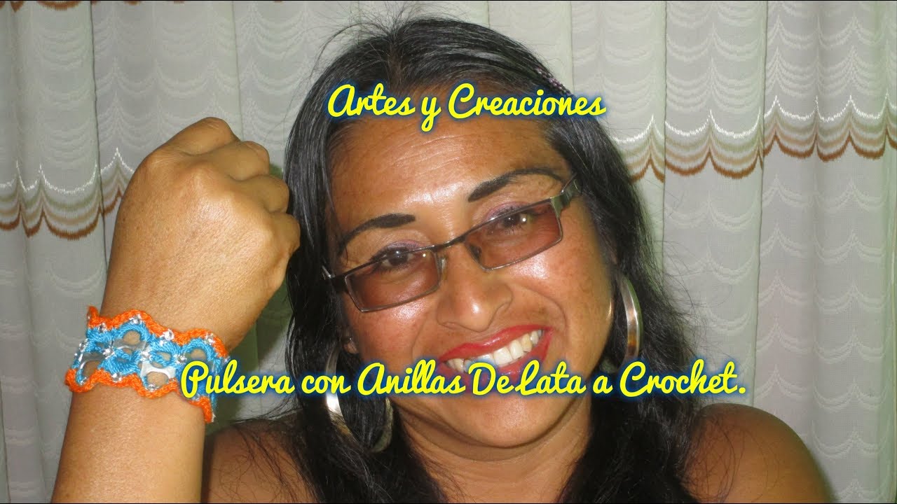 PULSERA PARA DAMA CON ANILLAS DE LATA A CROCHET.