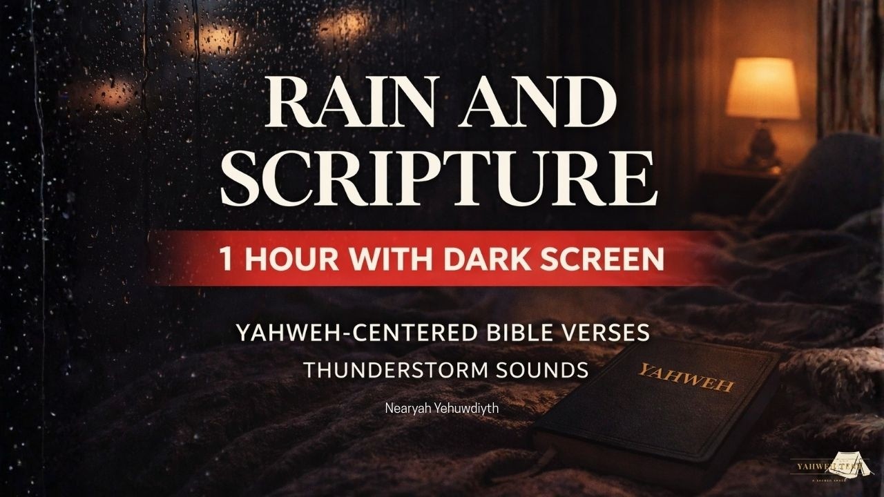 Rain and Scripture | 1 Hour Dark Screen | Sleep with Yahweh-Centered Bible Verses