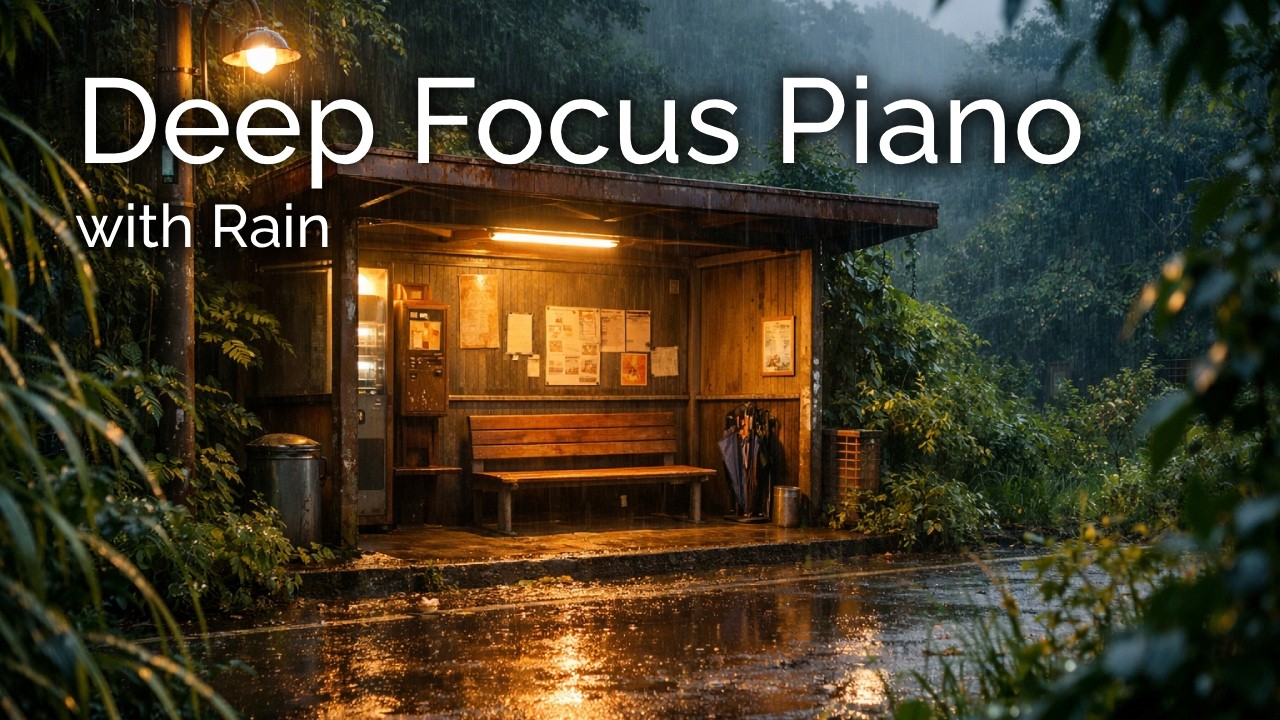 Deep Focus Piano with Rain | Calm Background for Concentration