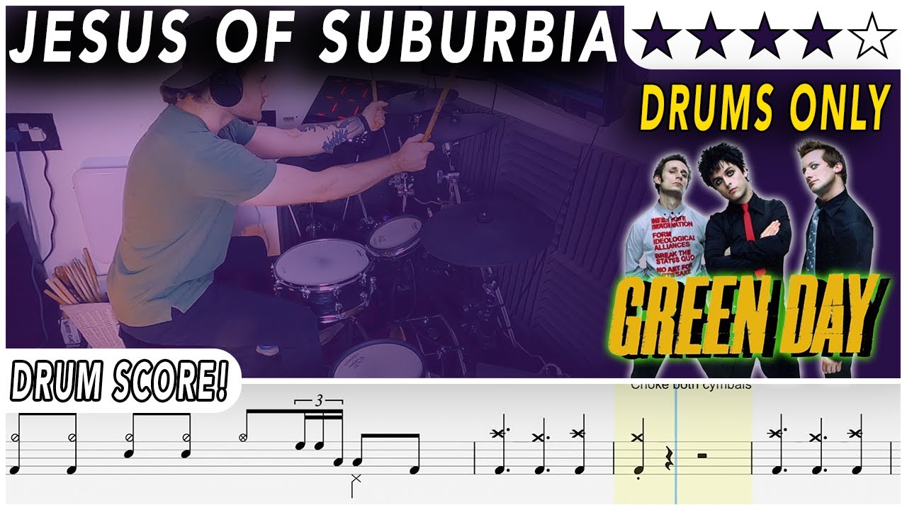 Jesus of Suburbia (DRUMS ONLY) - Green Day | DRUM SCORE Sheet Music | #539 DRUMSCRIBE