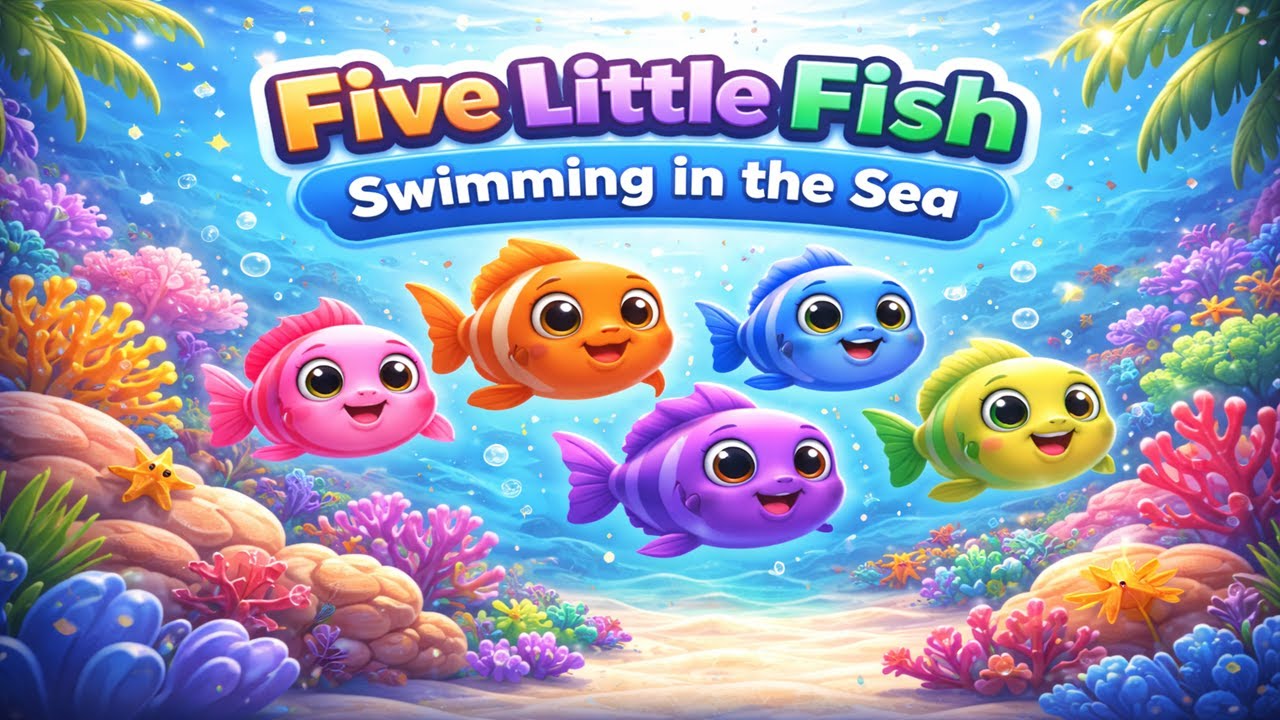 Five Little Fish Swimming in the Sea | Counting Song for Kids