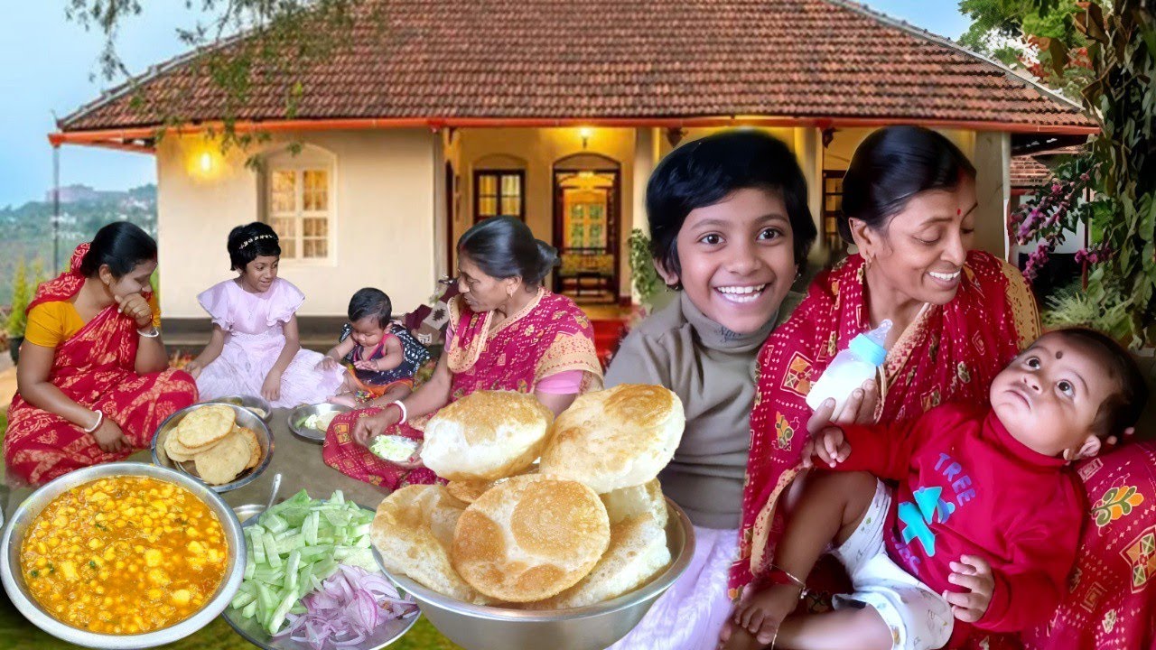 Morning Routine Of Village Women। Village Life। Cooking Traditional Village Food Luchi & Ghugni 