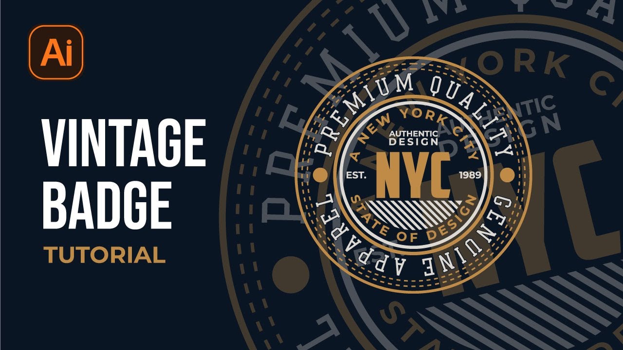 Vintage Badge Logo Design Tutorial ││Adobe Illustrator CC ││Retro Style