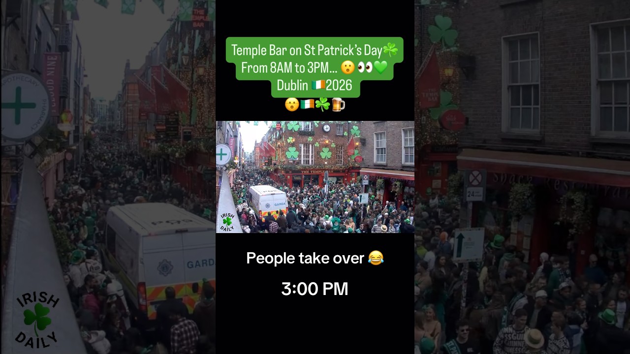 Temple Bar on St Patrick&rsquo;s Day ☘️ From 8AM to 3PM&hellip; and it just kept getting busier👀@BlazedDavy🙌