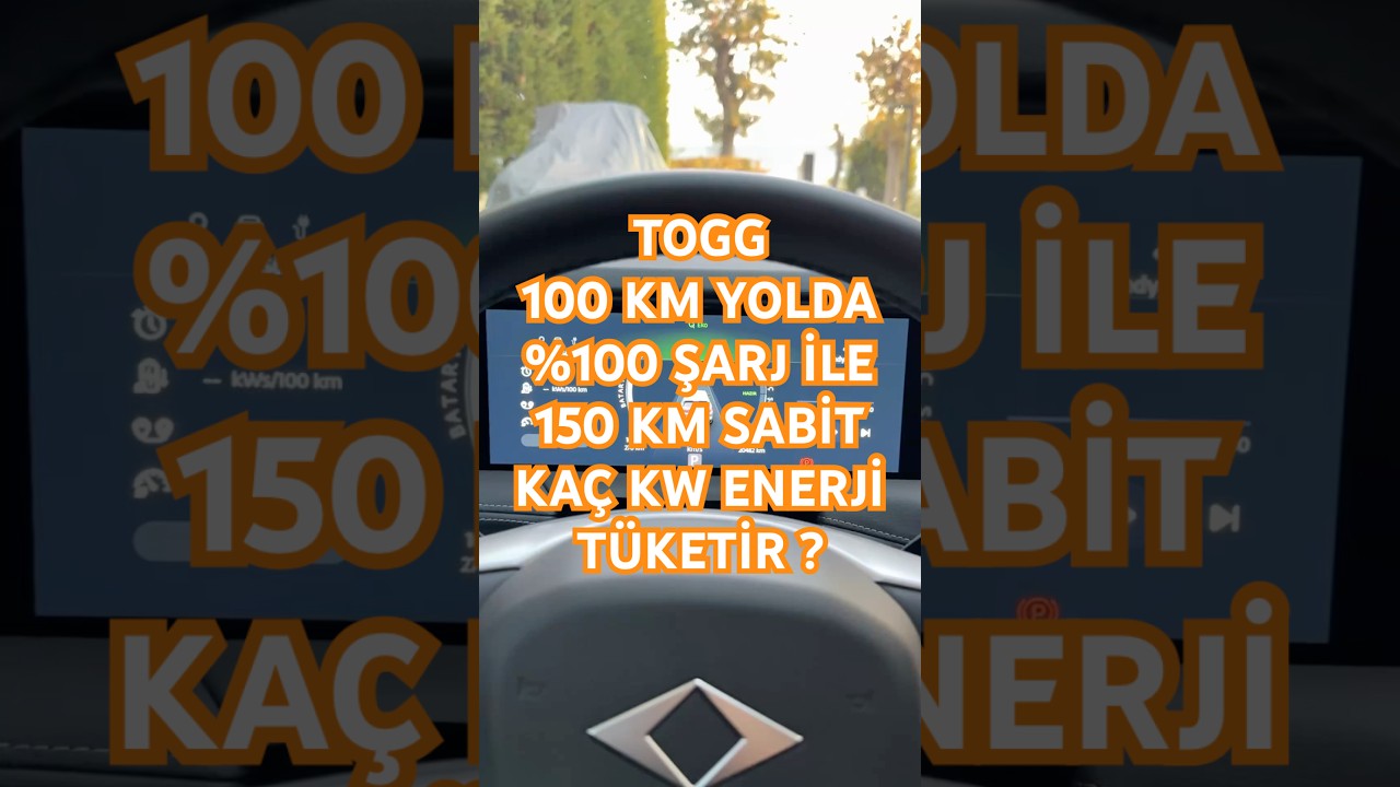 Togg ile 100 KM otoban 150 km sabit hızla ka&ccedil; KW enerji t&uuml;ketir ? #togg #test #t&uuml;rkiye #kw #tesla