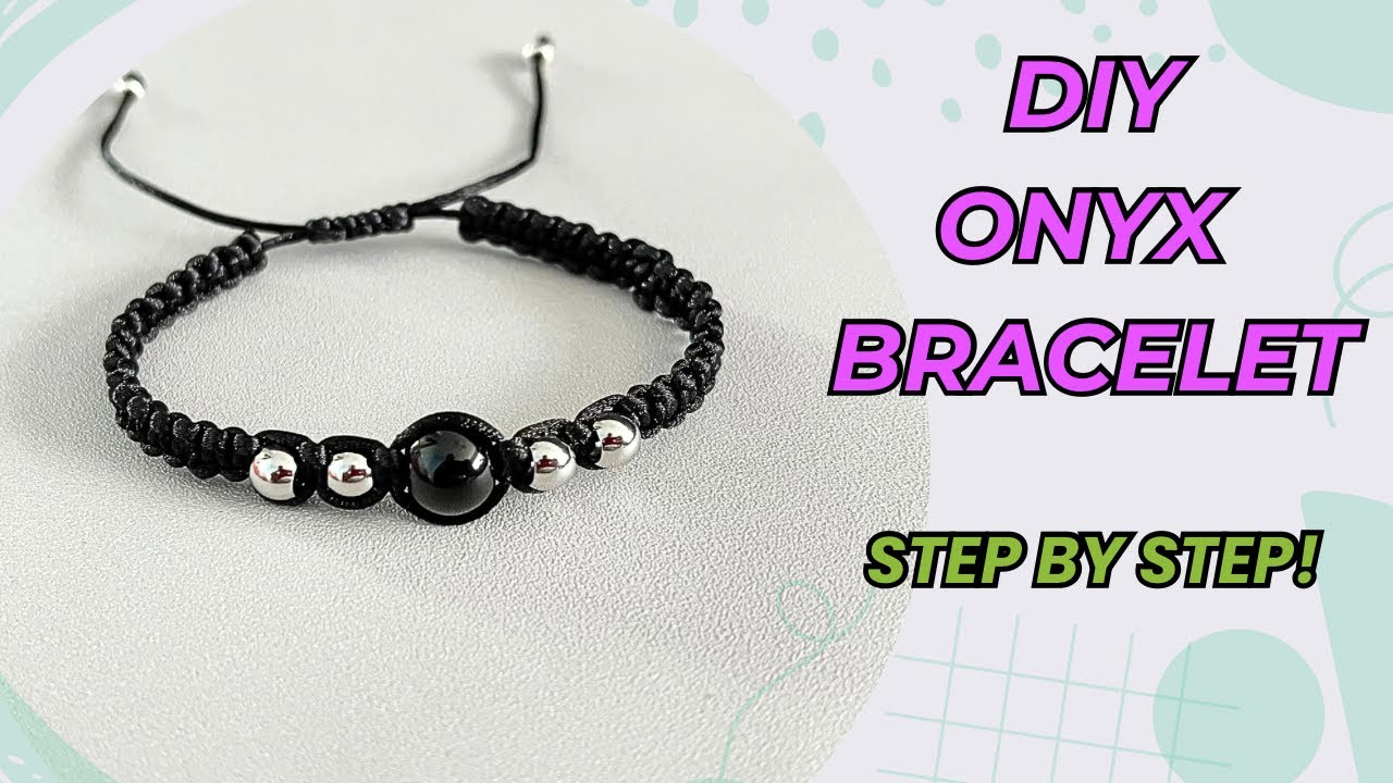 DIY Macrame Bracelet with Black Onyx & Steel Beads | Easy Step-by-Step Tutorial