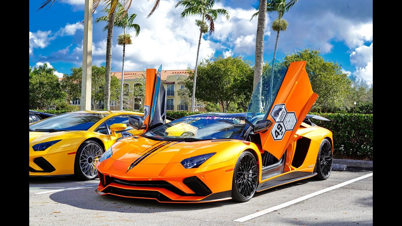 Lamborghini Aventador SV, Gallardo Revving - Flames - LOUD  ANGRY BULLS Arriving - Corsa Toro Rally