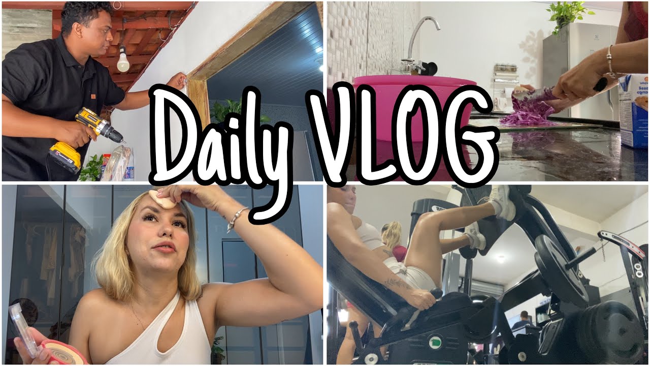 Rotina de dona de casa 🏠 - Fazendo almoço/ Varais novos/ Academia/ Make/ Abrindo comprinha e mais