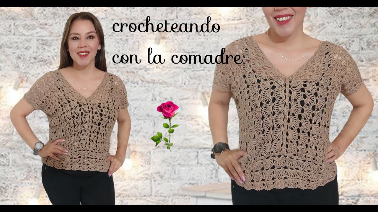 ⭐⭐⭐⭐⭐TEJE BLUSA  ENCANTADORA A CROCHET FACIL Y RAPIDO CROCHETEANDO CON LA COMADRE