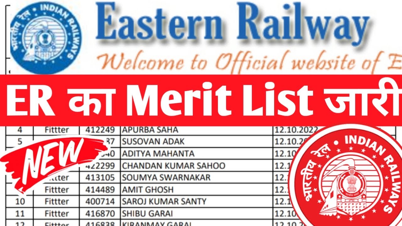 Eastern Railway Apprentice Merit List 2022 आ गई PDF Download करें, ER Kolkata Document Verification