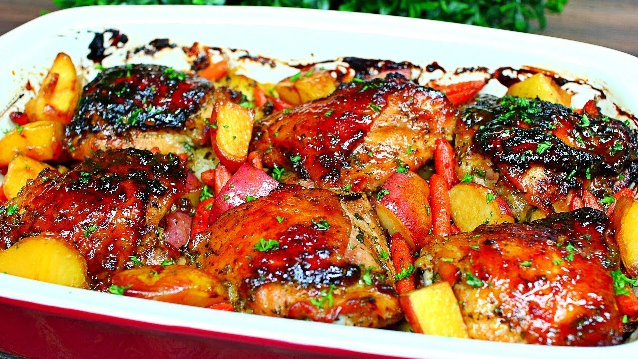 Honey Garlic Butter Chicken and Potatoes Recipe - Easy Delicious Chicken and Potatoes