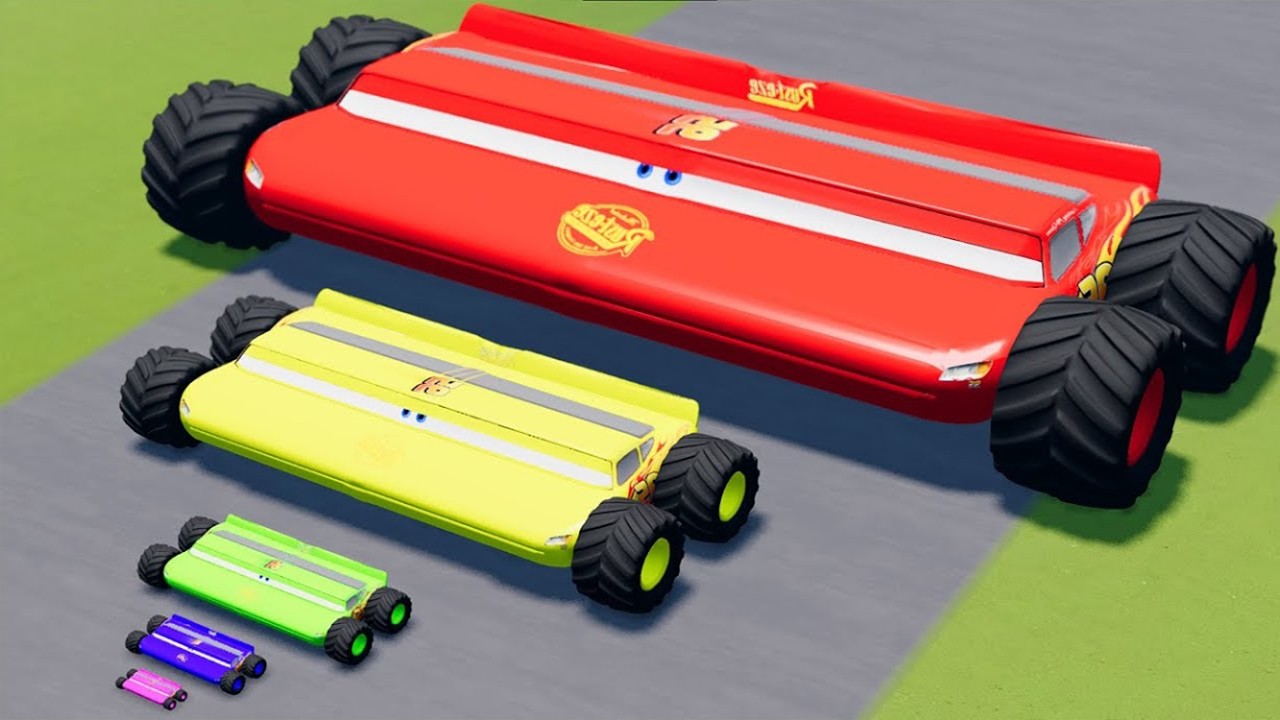 Big & Small Wide Color McQueen VS Train | BeamNG.drive