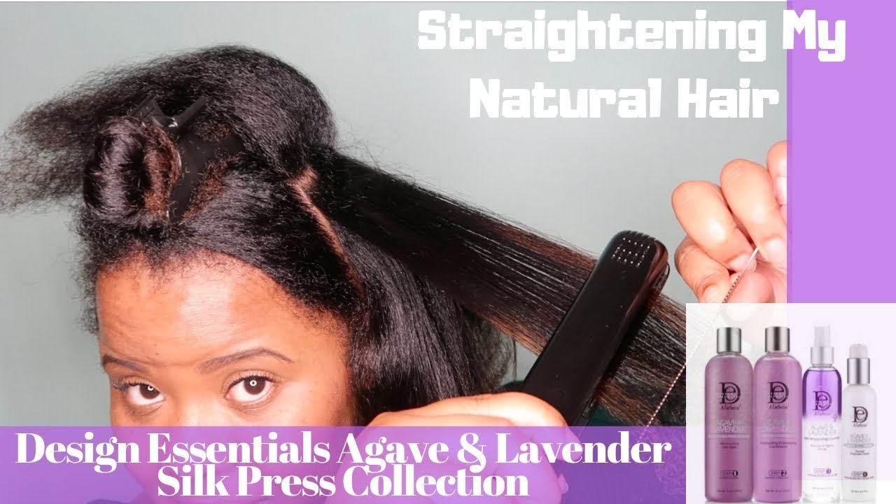 No Heat Damage- Hair Straightening ft. Design Essentials Agave & Lavender Silk Press Collection