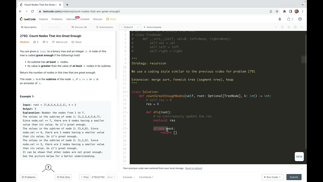 leetcode 2792. Count Nodes That Are Great Enough - dfs