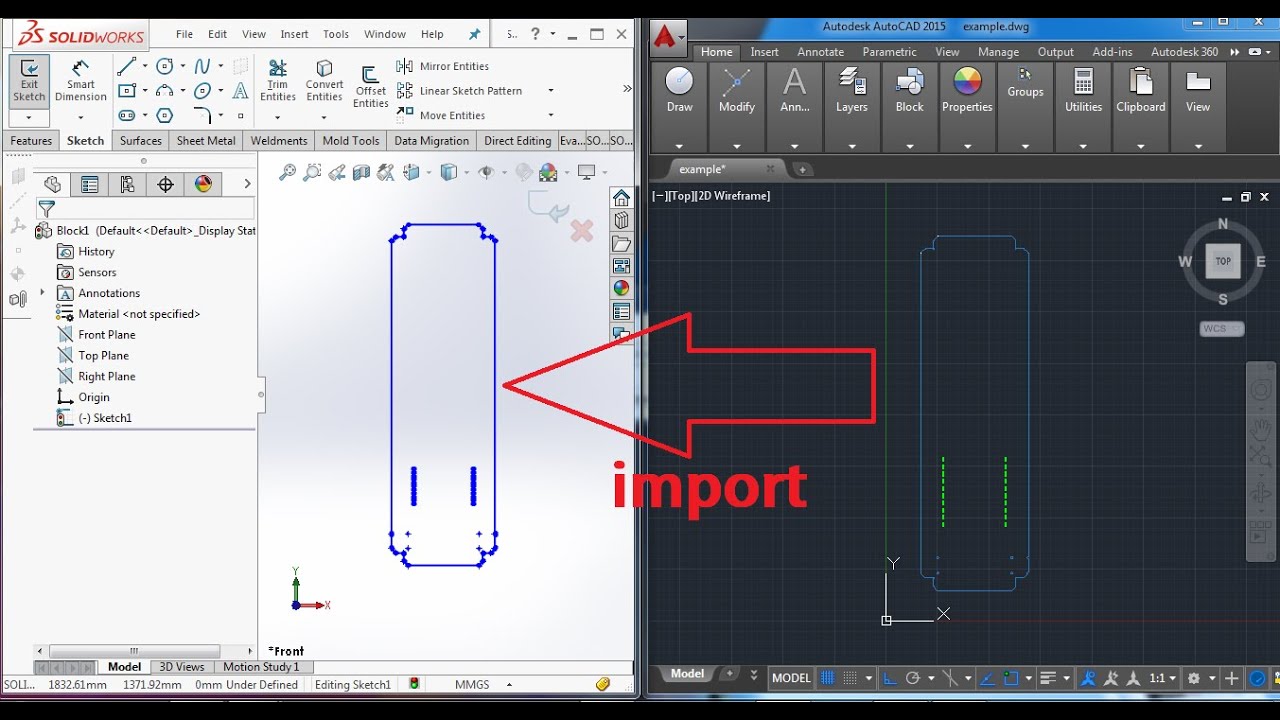 ARABIC How to import dwg files to solidworks